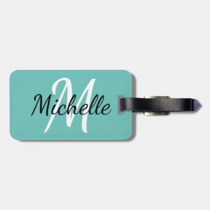 Light Blue & White Custom Monogram Luggage Tag
