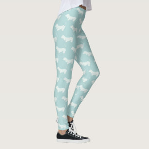 Light Blue & White Dachshund Print Leggings
