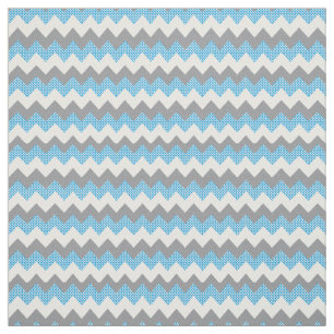 Light Blue, White & Grey Chevron Pattern Fabric
