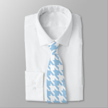 Light Blue & White Houndstooth Necktie