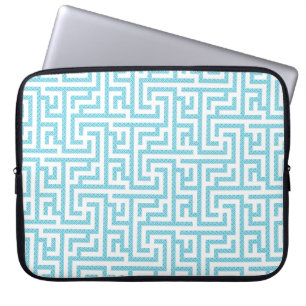 Light Blue & White Labyrinth Laptop Sleeve