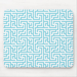 Light Blue & White Labyrinth Mouse Mat