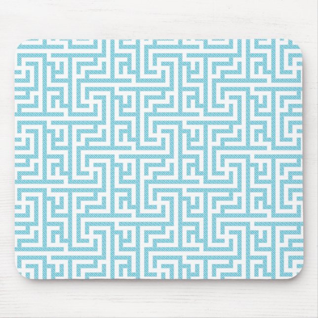 Light Blue & White Labyrinth Mouse Mat (Front)