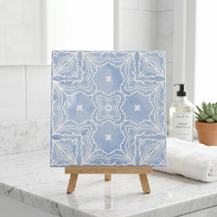 Light Blue White Moroccan Faux Marble Pattern Tile