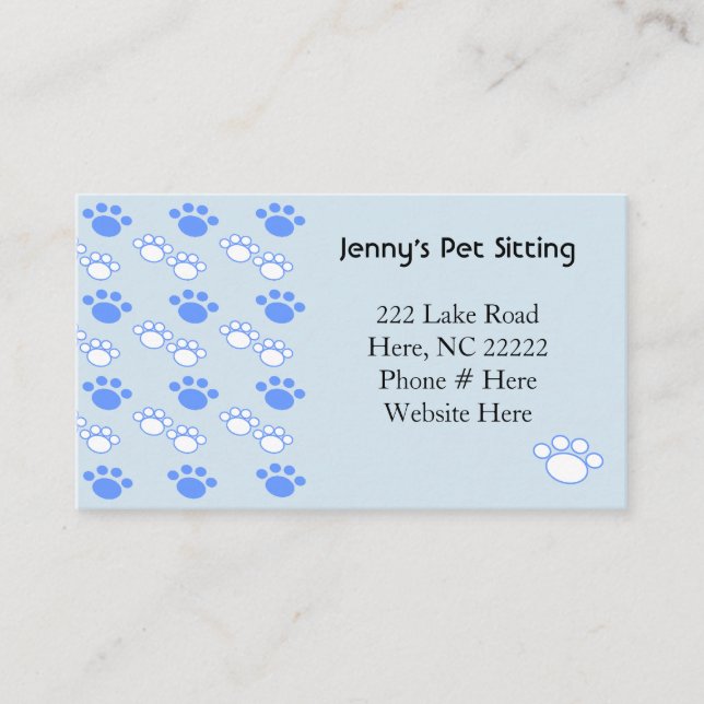 Light Blue & White Paw Business Cards (Front)