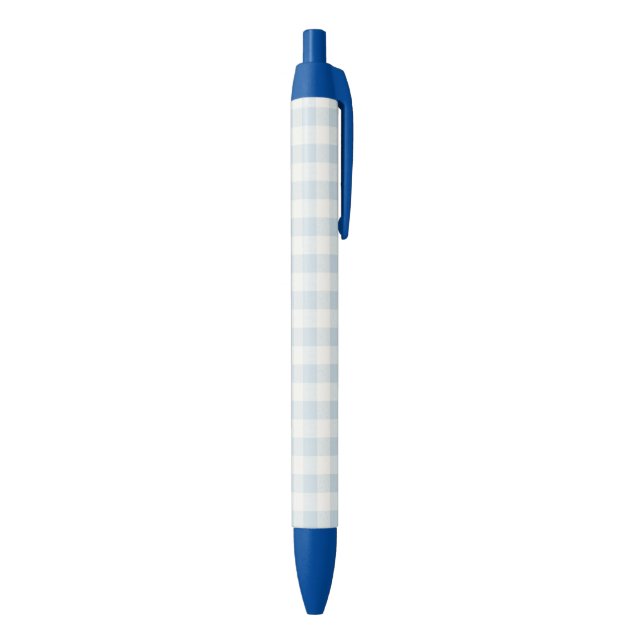 Light Blue White Plaid Stripes Black Ink Pen (Bottom (Vertical))