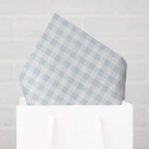 Light Blue White Plaid Stripes Bridal Shower Tissue Paper