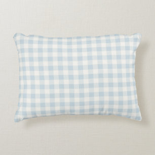 Light Blue White Plaid Stripes Decorative Cushion