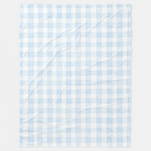 Light Blue White Plaid Stripes Fleece Blanket