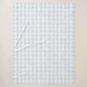 Light Blue White Plaid Stripes Sherpa Blanket