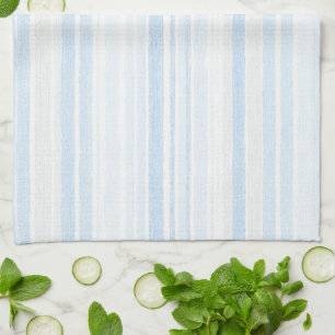 Light Blue White Plaid Stripes Tea Towel