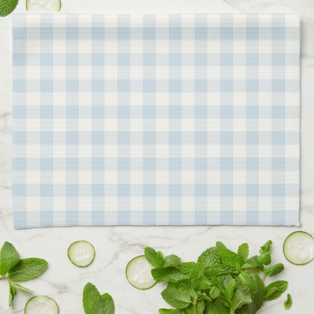 Light Blue White Plaid Stripes   Tea Towel (Folded)