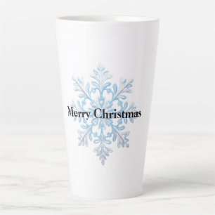 Light Blue White Snowflake Christmas Latte Mug