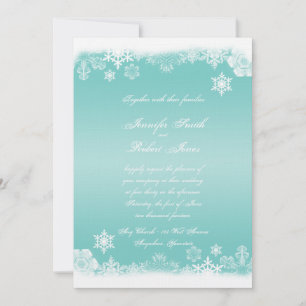 Light Blue White Snowflake Wedding Invitation