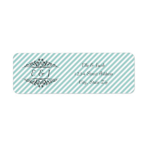 Light Blue White Striped Flourish - Return Address
