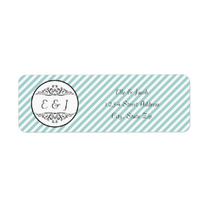 Light Blue White Striped Flourish -Return Address