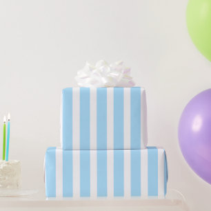 Light Blue & White Vertical Stripe Wrapping Paper