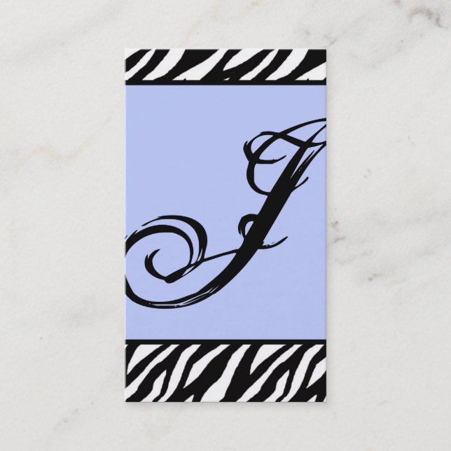 Light Blue White Zebra Print Pattern Business Card (Front)