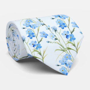 Light Blue Wildflowers Neck Tie