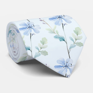 Light Blue Wildflowers Neck Tie