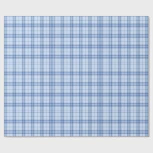 Light Blue Windowpane Plaid Wrapping Paper