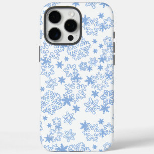 Light Blue Winter Snowflake Pattern iPhone 16 Pro Max Case
