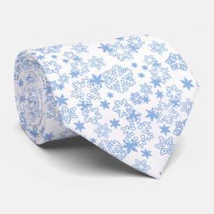 Light Blue Winter Snowflake Pattern Tie
