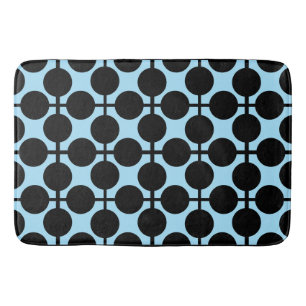 Light blue with black geometric bath mat