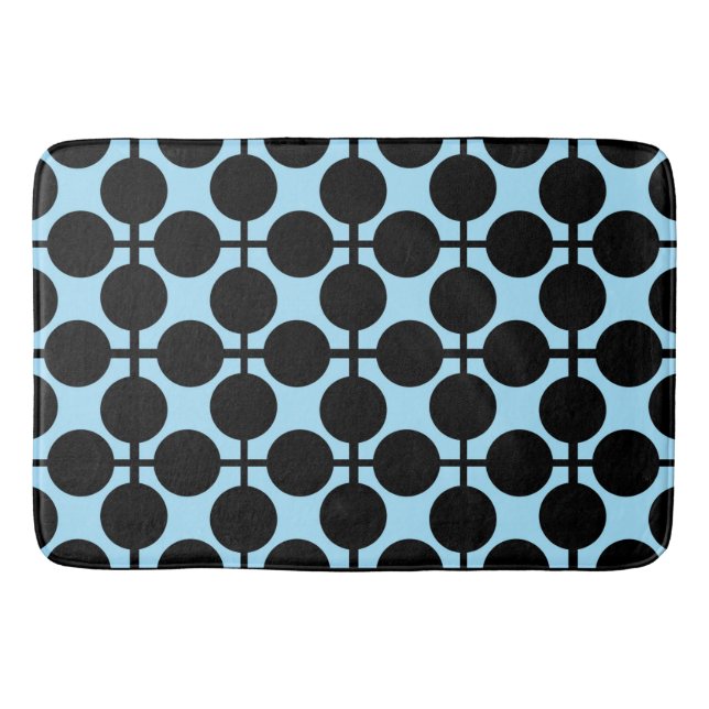 Light blue with black geometric  bath mat (Front)
