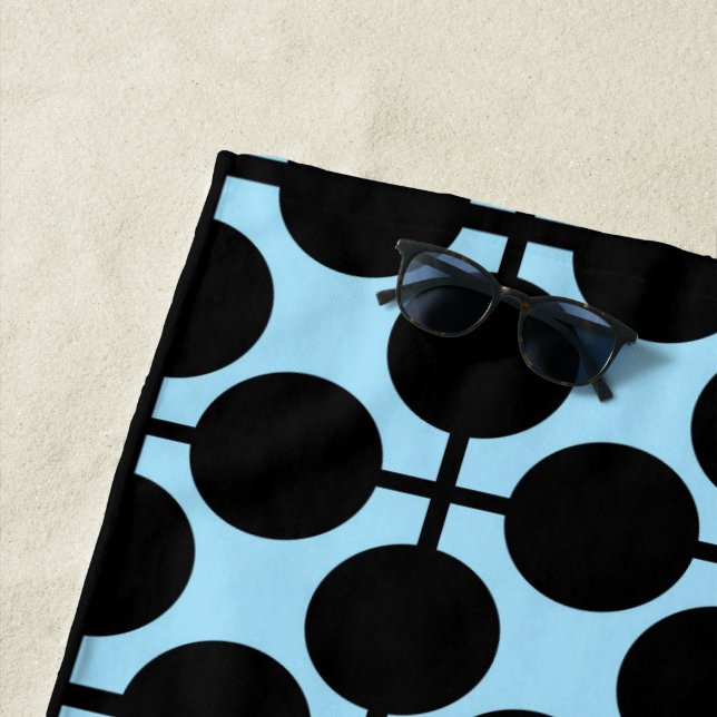 Light blue with black geometric  beach towel (In Situ)