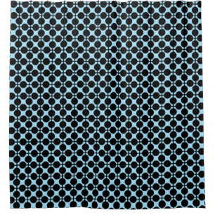 Light blue with black geometric  shower curtain