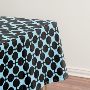 Light blue with black geometric tablecloth