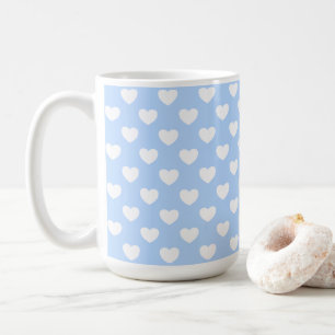Light Blue With White Hearts Lovely Coffee Mug