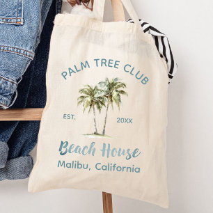 Light Blue Wood Palm Trees Modern Beach House Tote Bag