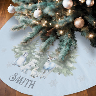 Light Blue Woodland Animal Tree Skirt