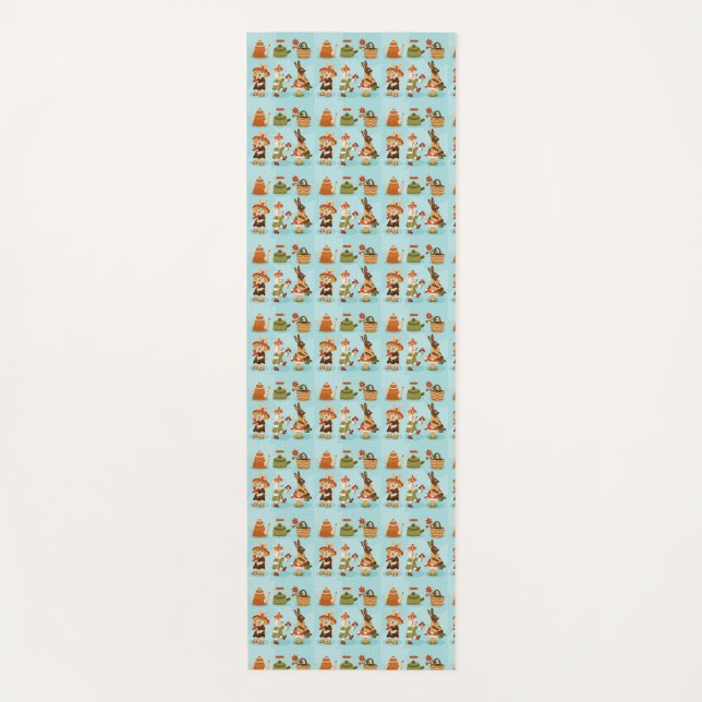 Light blue wrapping paper featuring a repeated  yoga mat (Front)