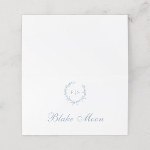 Light Blue Wreath Monogram Place Cards