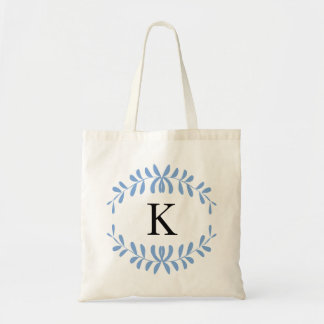 Light Blue Wreath Personalised Monogram Tote Bag