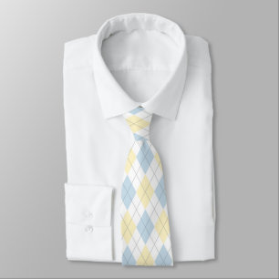Light Blue & Yellow Argyle Necktie