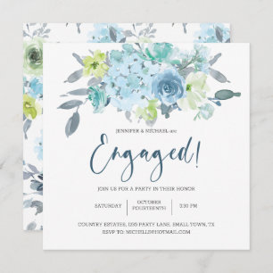 Light Blue Yellow Green Floral Elegant Engagement