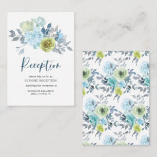 Light Blue Yellow Green Floral Wedding Enclosure Card