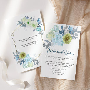 Light Blue Yellow Green Floral Wedding Enclosure Card