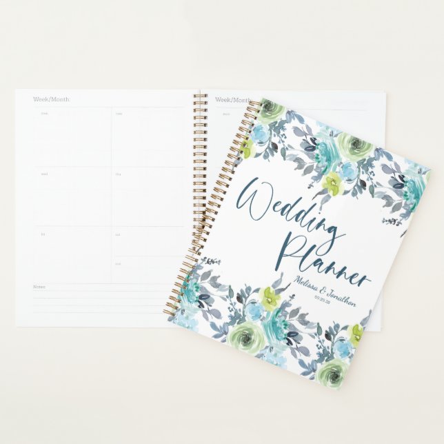 Light Blue Yellow Green Floral Wedding Planner (Display)