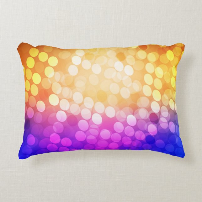 Light Blue, Yellow pattern with spheres. Blurred b Decorative Cushion (Front)