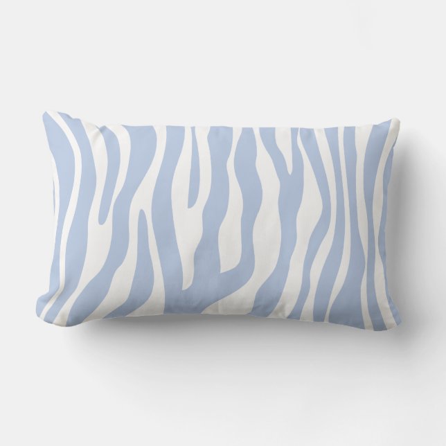 Light Blue Zebra Animal Print Pattern Lumbar Cushion (Front)