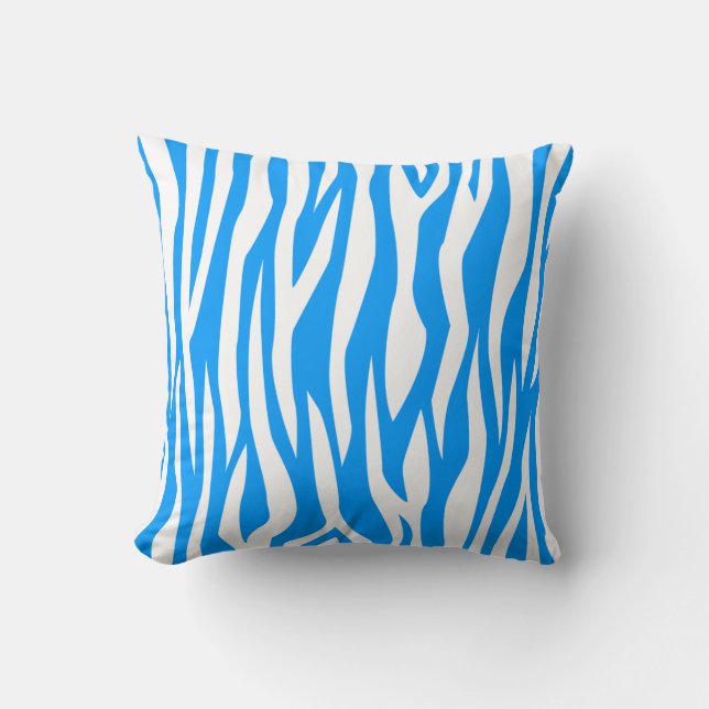 Light Blue Zebra Print Cushion (Front)