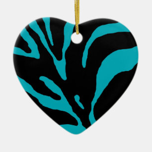 Light Blue Zebra Stripe Animal Print Ceramic Tree Decoration