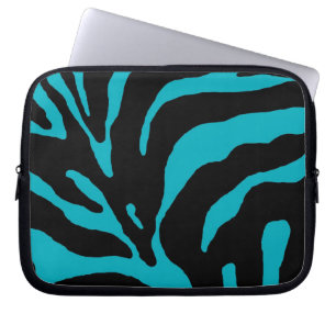 Light Blue Zebra Stripe Animal Print Laptop Sleeve