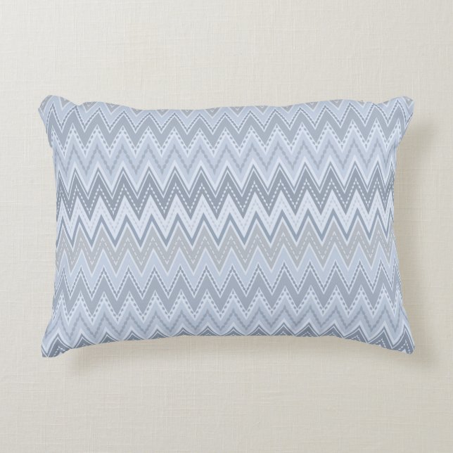 Light blue zigzag  decorative cushion (Front)