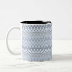 Light blue zigzag Two-Tone coffee mug